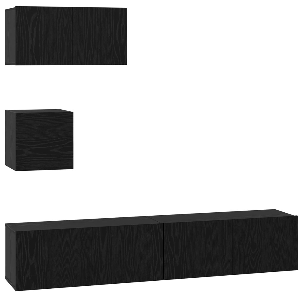 vidaXL Σετ TV Άλλο με αποθήκευση με πόρτα 4 pcs Μαύρη Δρυς 80 x 30 x 30 εκ.