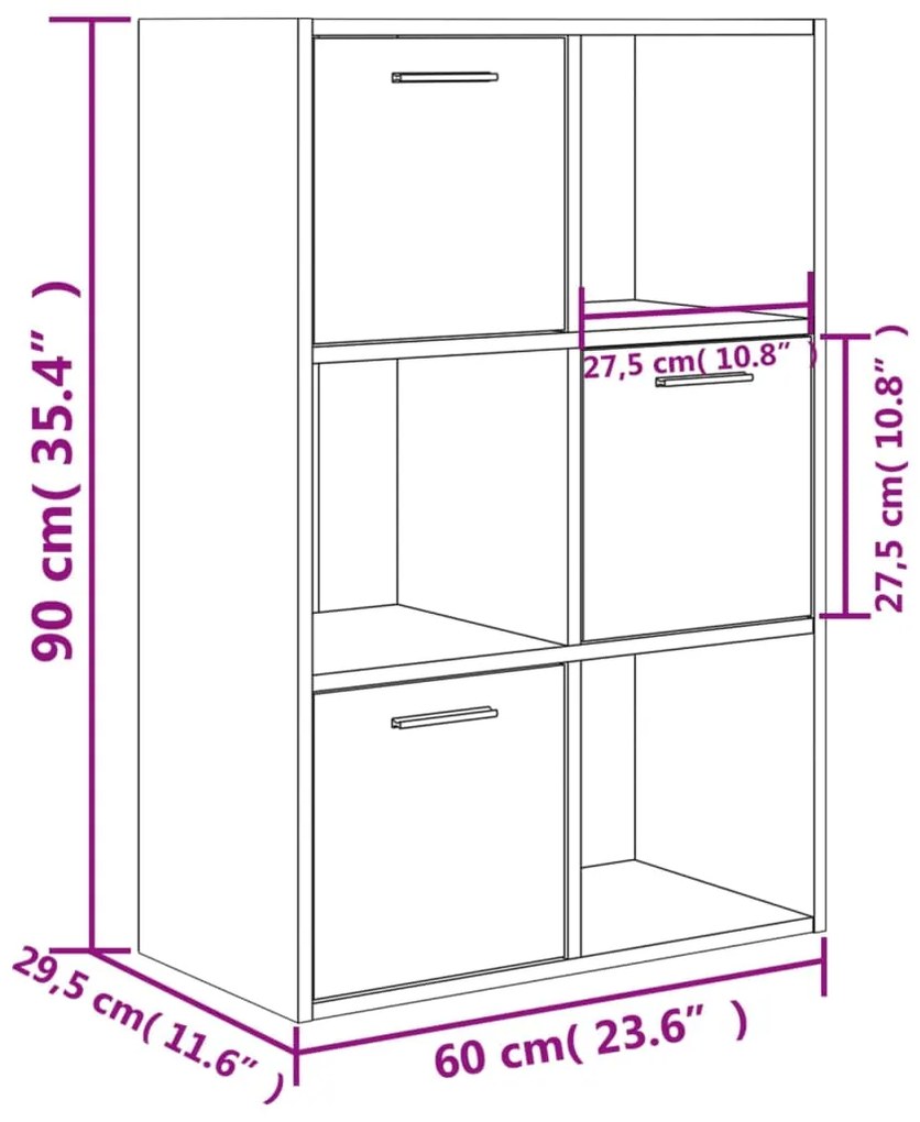 Ραφιέρα με Ντουλάπια Sonoma Δρυς 60 x 29,5 x 90 εκ. Επεξ. Ξύλο - Καφέ