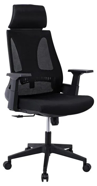 BF8750 Πολυθρόνα Γραφείου Διευθυντή, Mesh Μαύρο, Ύφασμα Μαύρο 65x64x117/127cm ΕΟ608,1