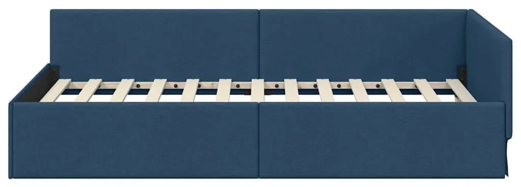 vidaXL Κρεβάτι Γωνίας Μπλε 90 x 190 cm Ύφασμα και Έργο ξύλου