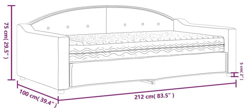 Καναπές Κρεβάτι με Στρώμα Ανοιχτό Γκρι 90 x 200 εκ. Υφασμάτινο - Γκρι