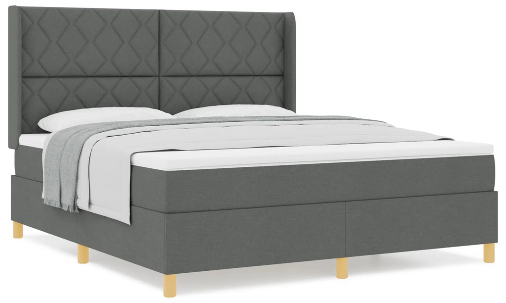 vidaXL Κρεβάτι Box Spring με Στρώμα Γκρι 180x200 εκ ύφασμα