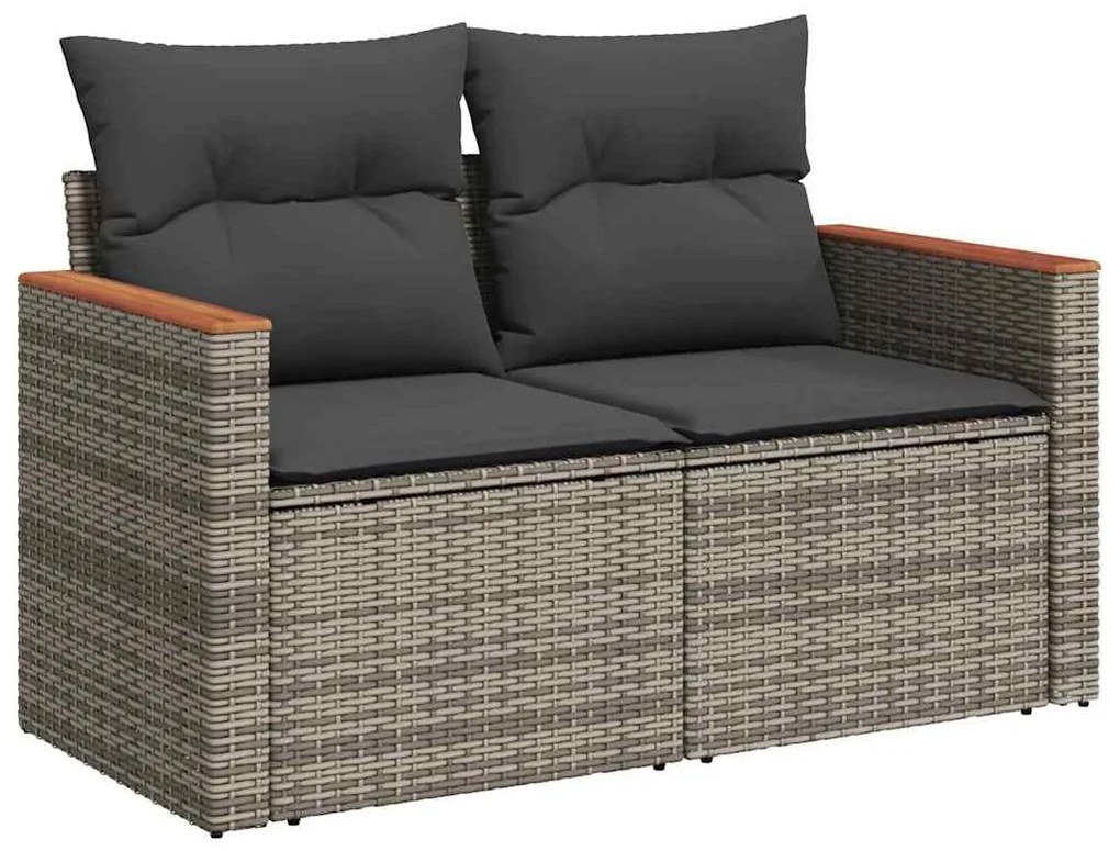 vidaXL Σετ Καναπέ Κήπου με μαξιλάρι 10 pcs Γκρι Πολυ ράταν