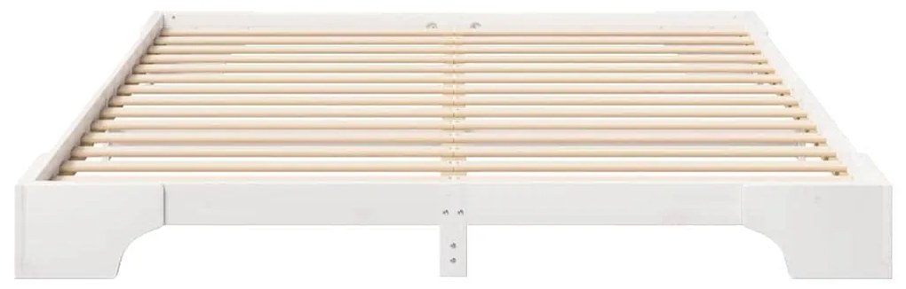 vidaXL Κρεβάτι δαπέδου Λευκό 180 x 210 cm Μασίφ ξύλο πεύκου