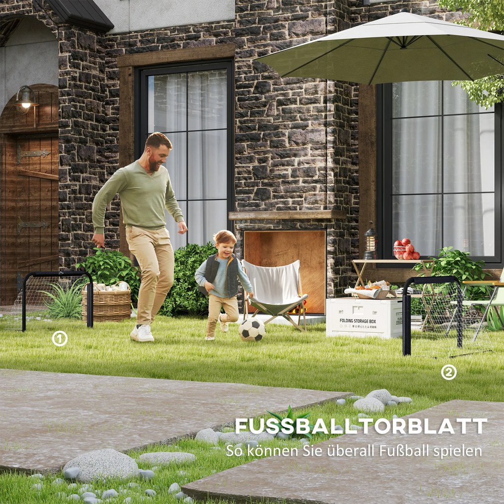 Σετ Τερμάτων Ποδοσφαίρου HOMCOM, 2 αναδιπλούμενα μίνι τέρματα, μεταλλικό πλαίσιο, συμπεριλαμβανομένων εργαλείων, 90 x 36 x 60 εκ., Μαύρο