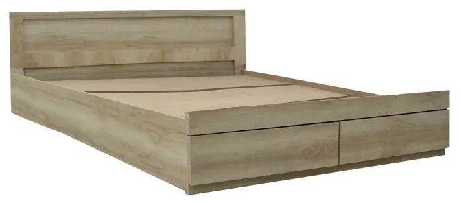 Κρεβάτι διπλό Nalos pakoworld με συρτάρι castillo-oak 140x200εκ - 123-000206