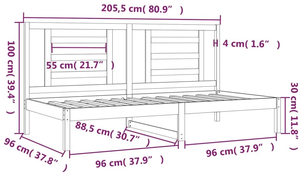 vidaXL Καναπές Κρεβάτι Χωρίς Στρώμα 90x200 εκ. Μασίφ Ξύλο Πεύκου