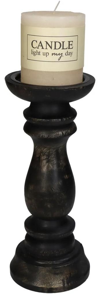 Κηροπήγιο Μαύρο Ξύλο 10x10x25cm - Ξύλο - 05154308