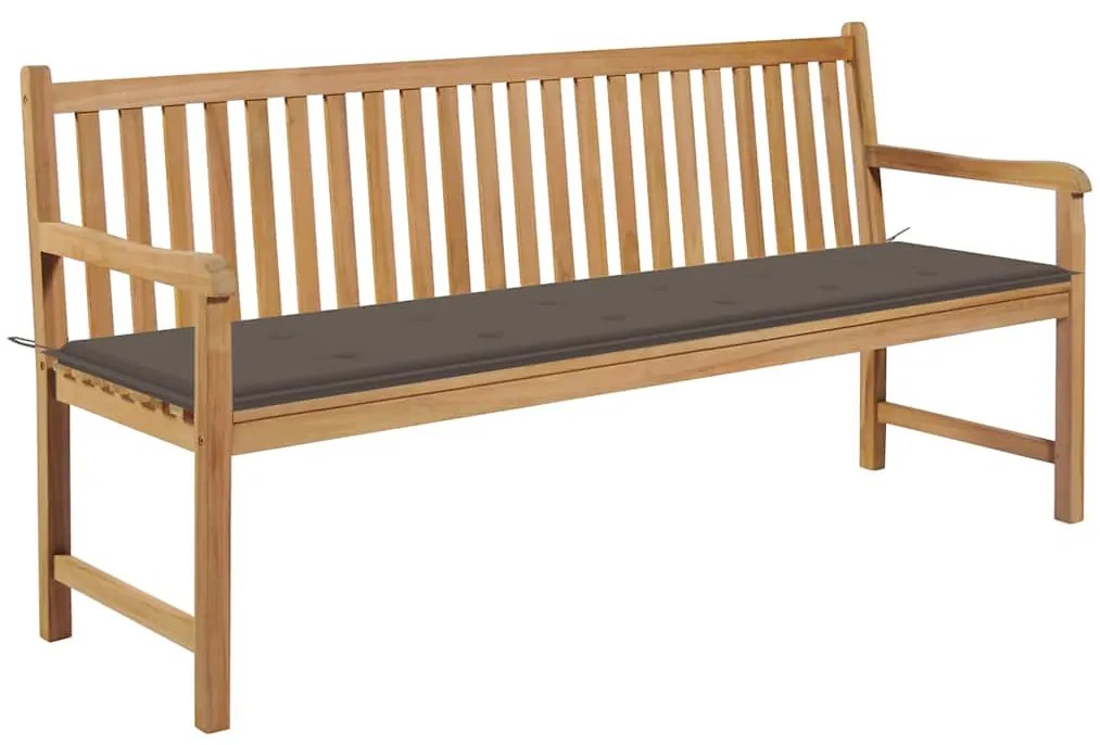 vidaXL Παγκάκι Κήπου 175 εκ. από Μασίφ Ξύλο Teak με Taupe Μαξιλάρι