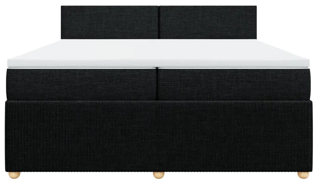 Κρεβάτι Boxspring με Στρώμα Μαύρο 200x200 εκ. Υφασμάτινο - Μαύρο