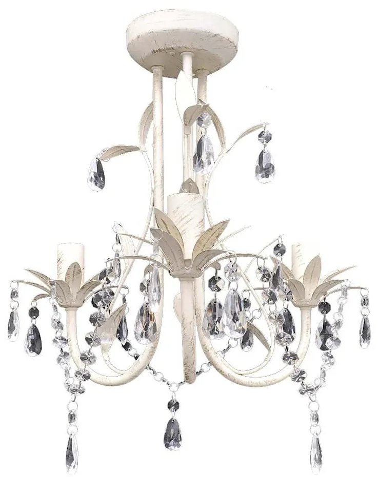 Πολυέλαιος Κρεμαστός με Κρύσταλλα Κομψός Λευκός