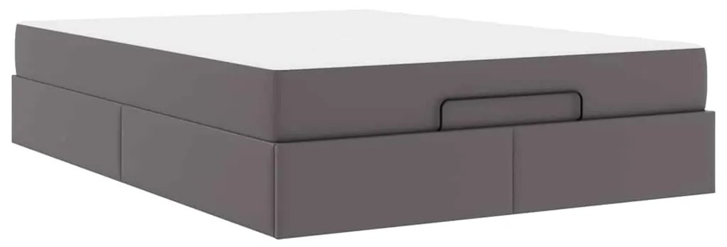 vidaXL Σκελετός κρεβατιού με στρώμα Γκρι 160 x 200 cm Τεχνητό δέρμα