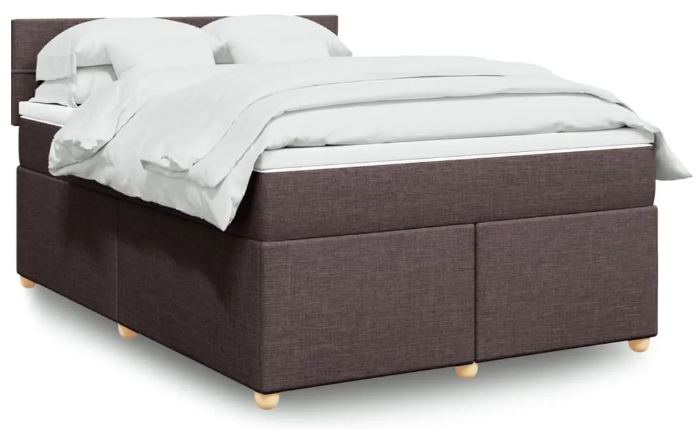 vidaXL Κρεβάτι Boxspring με Στρώμα Σκούρο Καφέ 140x200 εκ Υφασμάτινο