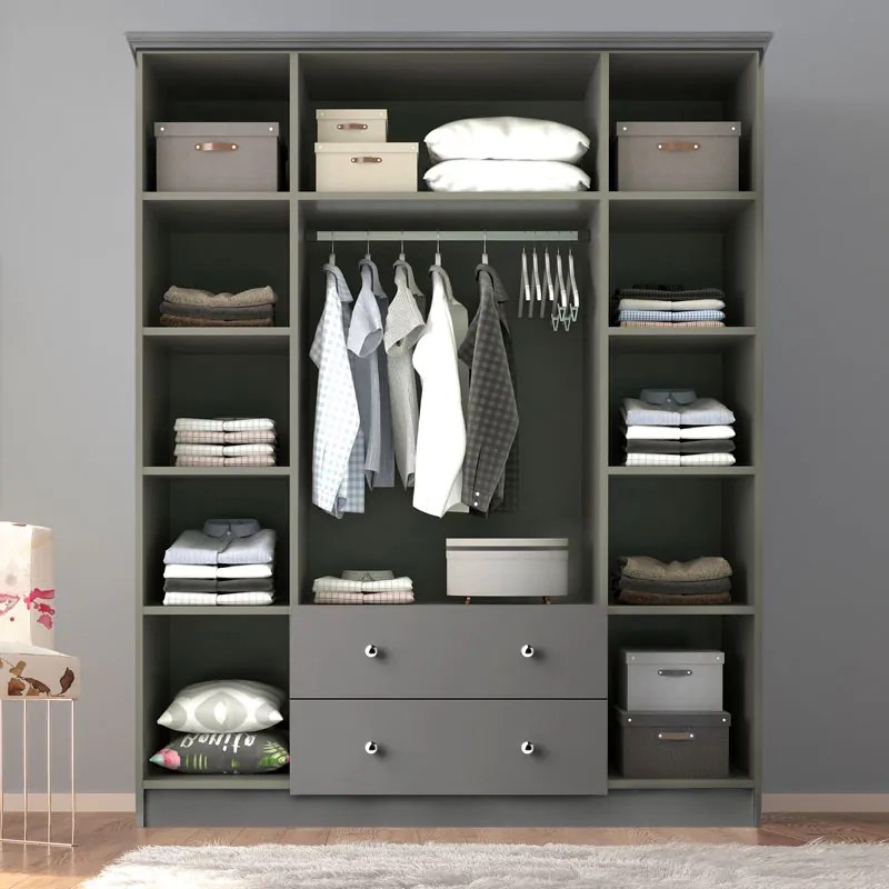 Ντουλάπα ρούχων Emily Megapap τετράφυλλη χρώμα anthracite 140x50x210εκ. - GP055-0005,2
