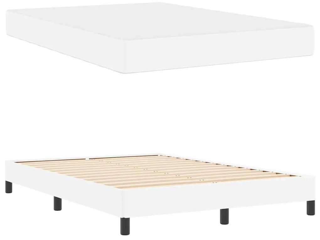 vidaXL Κρεβάτι Άλλο Καθαρό Λευκό 140 x 190 cm Τεχνητό δέρμα