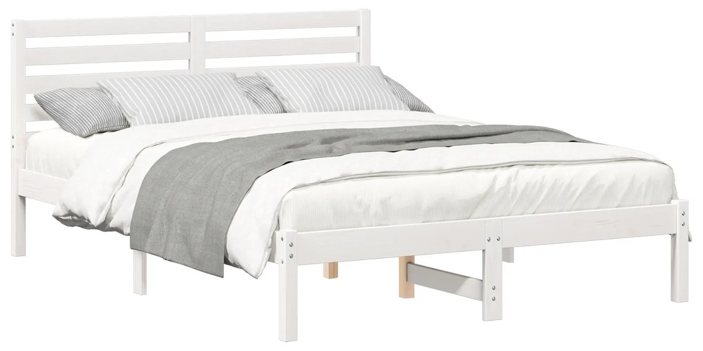 vidaXL Σκελετός Κρεβατιού Λευκό 140 x 190 cm Συμπαγές ξύλο πεύκου