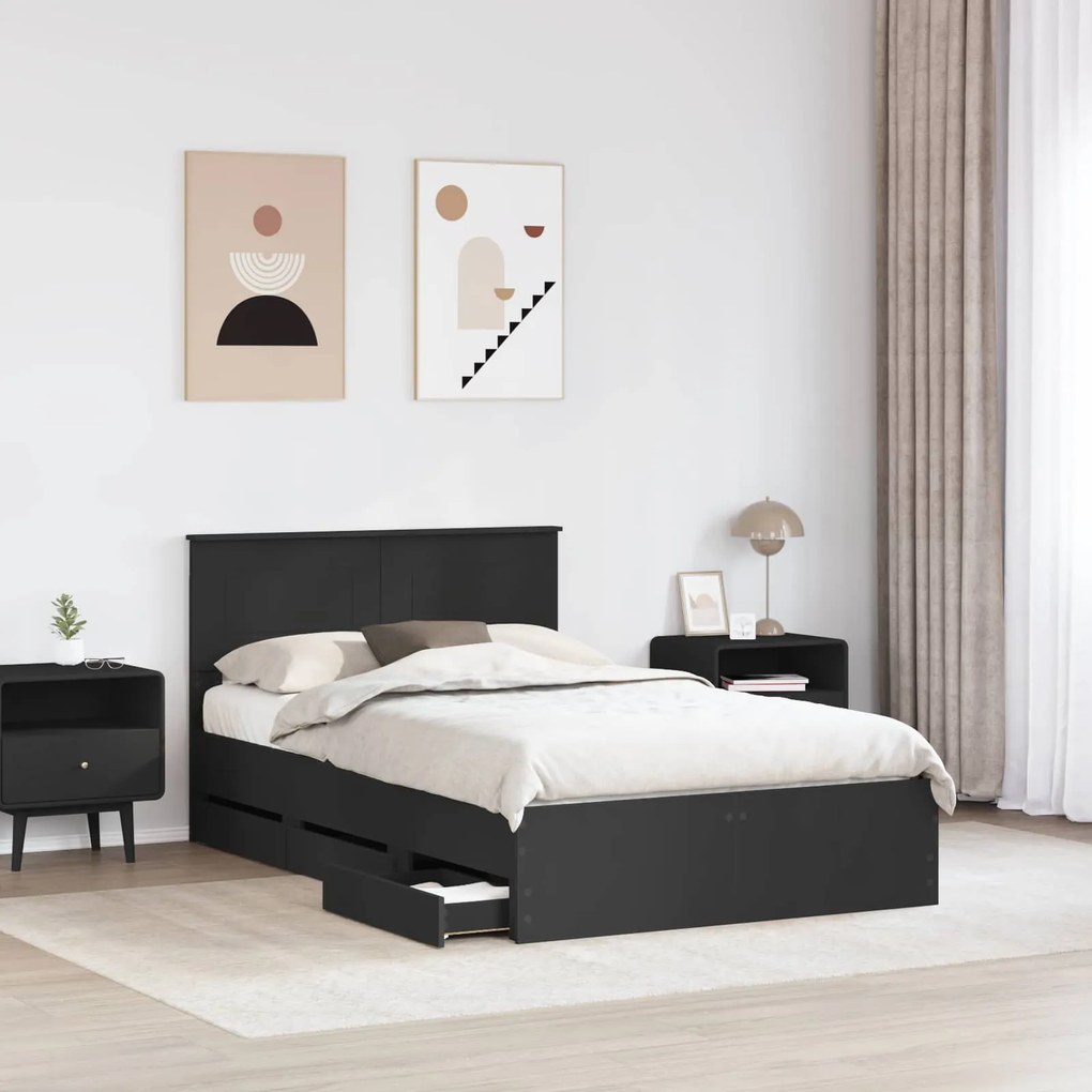 vidaXL Σκελετός Κρεβατιού Μαύρο 120 x 200 cm Μηχανήματος Ξύλο