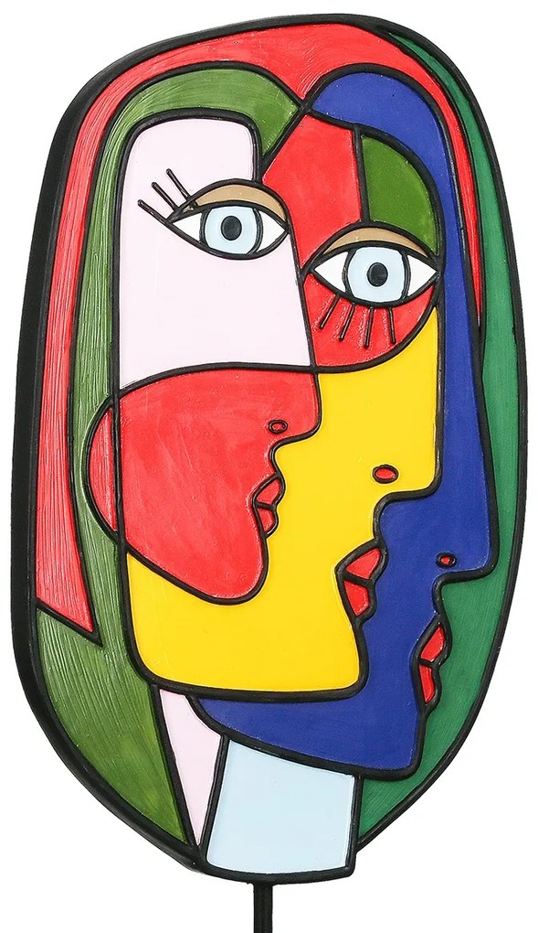 Sculpture Face Motif Συνθετική Ρητίνη Πολύχρωμη 2 Ποικιλία 20X7X35Cm 20X7X35Cm