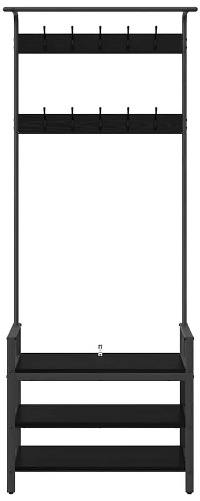vidaXL Κρεμάστρα Μαύρη δρυς 75 x 34 x 184 εκ Επεξεργασμένο ξύλο