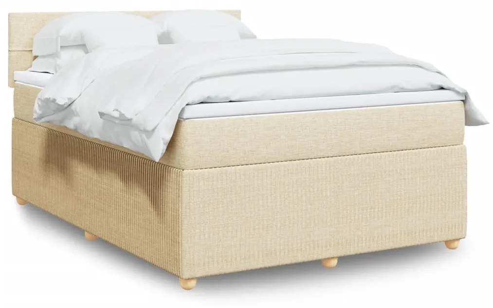 Κρεβάτι Boxspring με Στρώμα Κρεμ 160x200 εκ. Υφασμάτινο