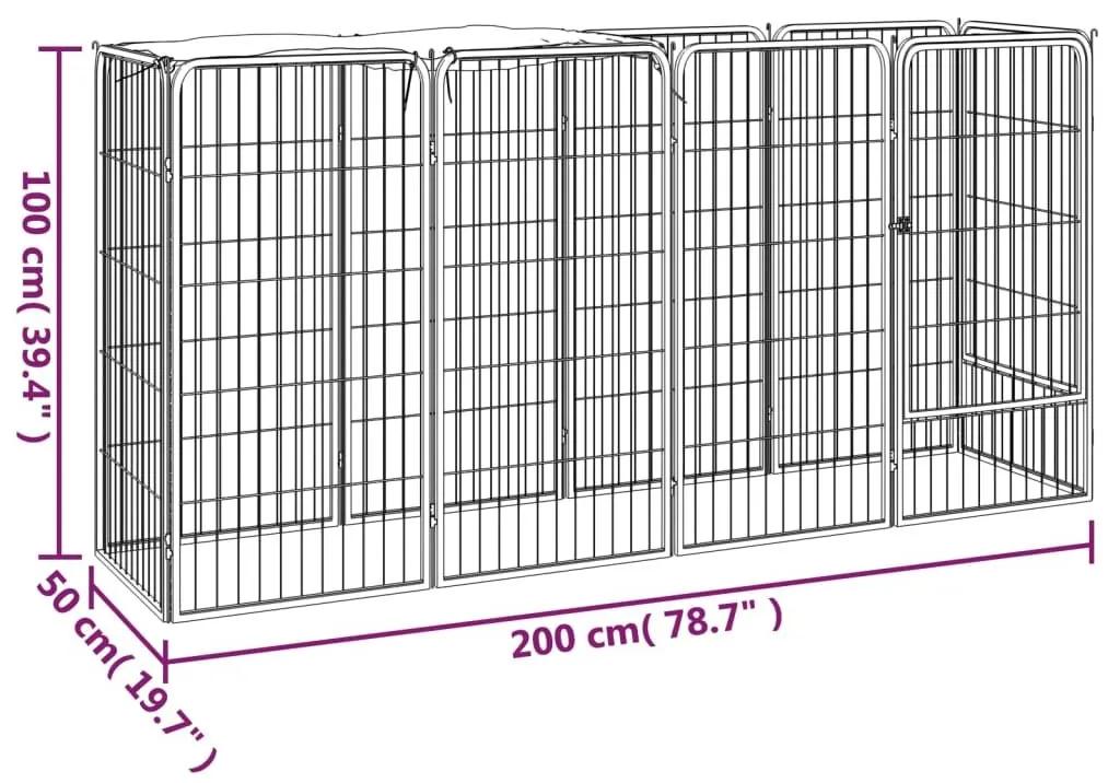 Κλουβί Σκύλου 10 Πάνελ Μαύρο 50x100 εκ. Ατσάλι με Βαφή Πούδρας - Μαύρο
