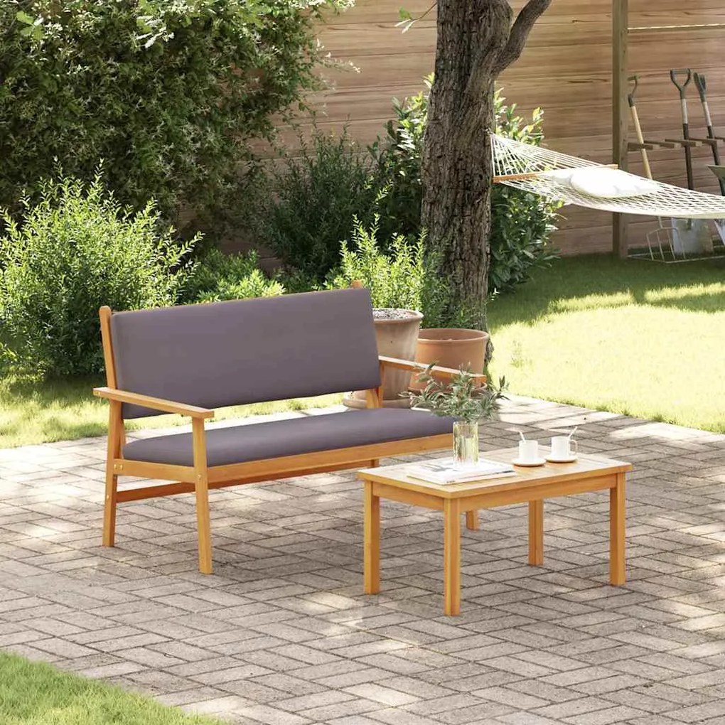 vidaXL Σετ Καναπέ Κήπου με μαξιλάρι 2 pcs Καφέ Μασίφ ξύλο ακακίας