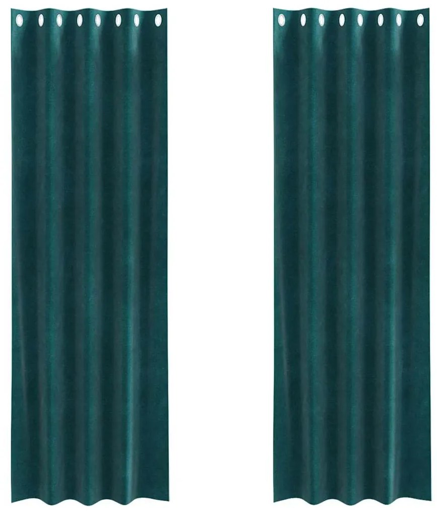 vidaXL Κουρτίνες 2 pcs Σκούρο πράσινο 140 x 225 cm Βελούδο