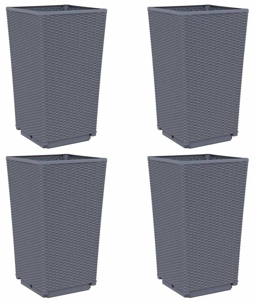 vidaXL Ζαρντινιέρες Κήπου 4 τεμ. Μπλε Γκρι 32,5x32,5x57 εκ. Πολυπροπυλένιο