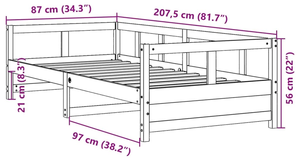 Καναπές Κρεβάτι Χωρίς Στρώμα Καφέ 80x200 εκ. Μασίφ Ξύλο Πεύκου - Καφέ