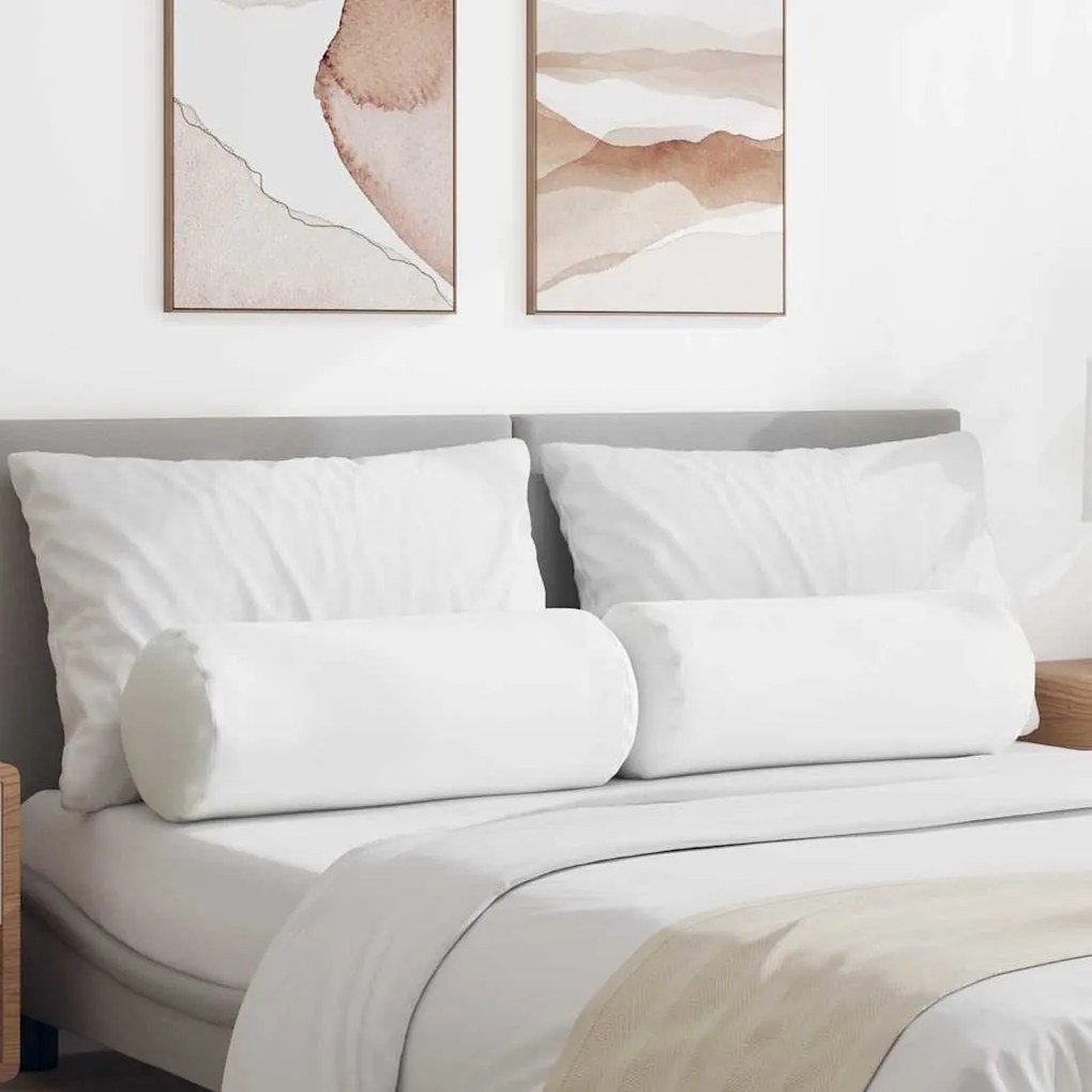 vidaXL Μαξιλάρια Στήριγμα 2 pcs Λευκό Ø 25 x 70 cm ύφασμα