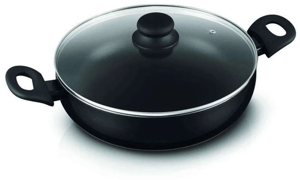 Κατσαρόλα Ρηχή Με Γυάλινο Καπάκι 30003974 Φ28cm Black 28cm Steel,Glass
