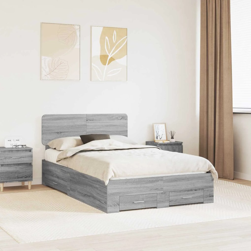 vidaXL Σκελετός Κρεβατιού με κεφαλάρι Γκρίζο Σονομα 120 x 200 cm