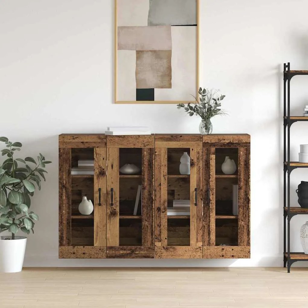 vidaXL Ντουλάπια Τοίχου 2 pcs Παλαιό ξύλο 69.5 x 34 x 90 εκ.