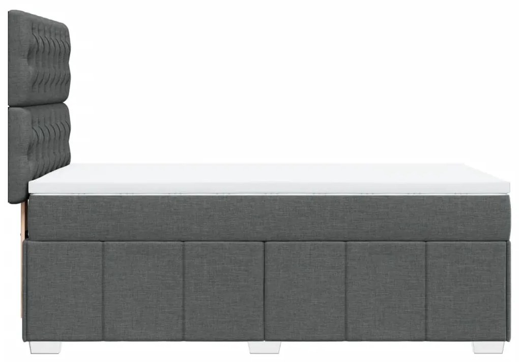 vidaXL Κρεβάτι Boxspring με Στρώμα Σκούρο Γκρι 90x190 εκ. Υφασμάτινο