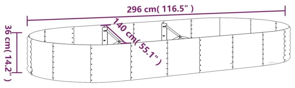 vidaXL Ζαρντινιέρα Καφέ 296x140x36 εκ. Ατσάλι με Ηλεκτρ. Βαφή Πούδρας