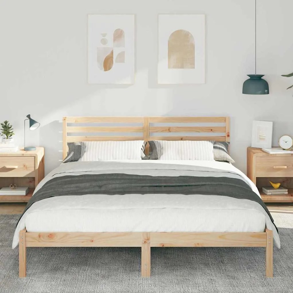vidaXL Σκελετός Κρεβατιού Καφέ 160 x 210 cm Μασίφ ξύλο πεύκου