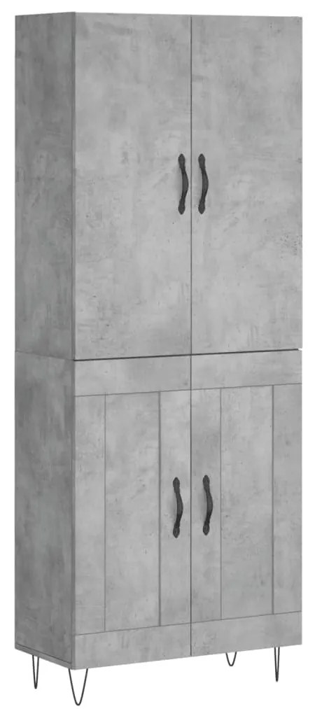 vidaXL Ντουλάπι Γκρι Σκυροδέματος 69,5x34x180 εκ. Επεξεργασμένο Ξύλο