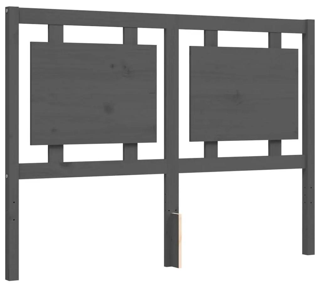 Πλαίσιο Κρεβατιού με Κεφαλάρι Γκρι 140 x 190 εκ. από Μασίφ Ξύλο - Γκρι