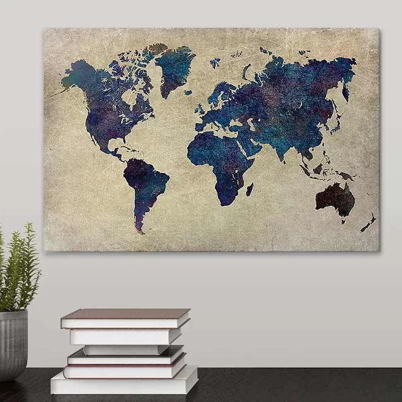 Πίνακας σε καμβά World Map&quot; Megapap ψηφιακής εκτύπωσης 75x50x3εκ.&quot;