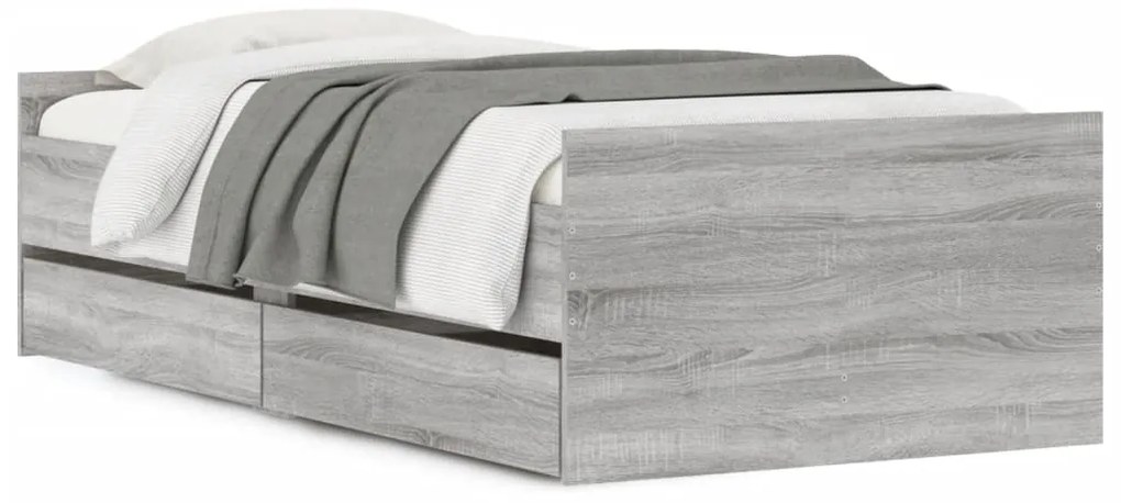 vidaXL Πλαίσιο Κρεβατιού Με Συρτάρια Γκρι Sonoma 75x190εκ Small Single