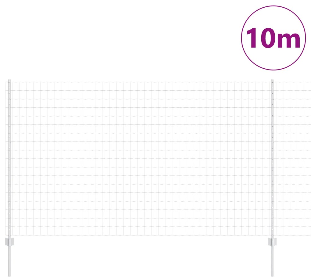 vidaXL Ευρωπαϊκό Φράχτη με 10 Στήλες Ασημί 1,4x10 μ Ατσάλι