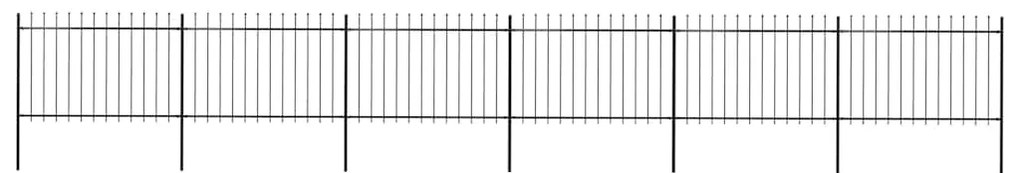 vidaXL Φράχτης Κήπου με Κορυφή Δόρυ από Ατσάλι, Μαύρος 1070x120 εκ.