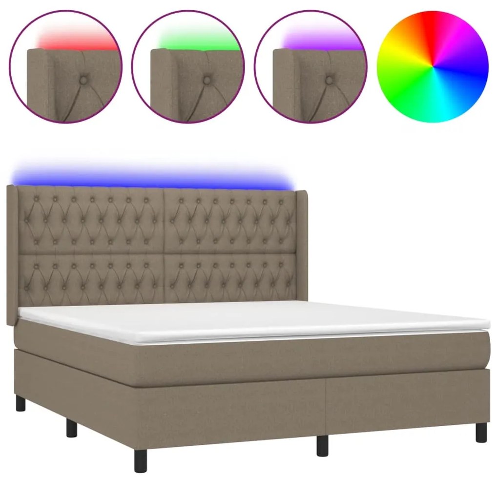 ΚΡΕΒΑΤΙ BOXSPRING ΜΕ ΣΤΡΩΜΑ &amp; LED TAUPE 180X200 ΕΚ. ΥΦΑΣΜΑΤΙΝΟ 3138577