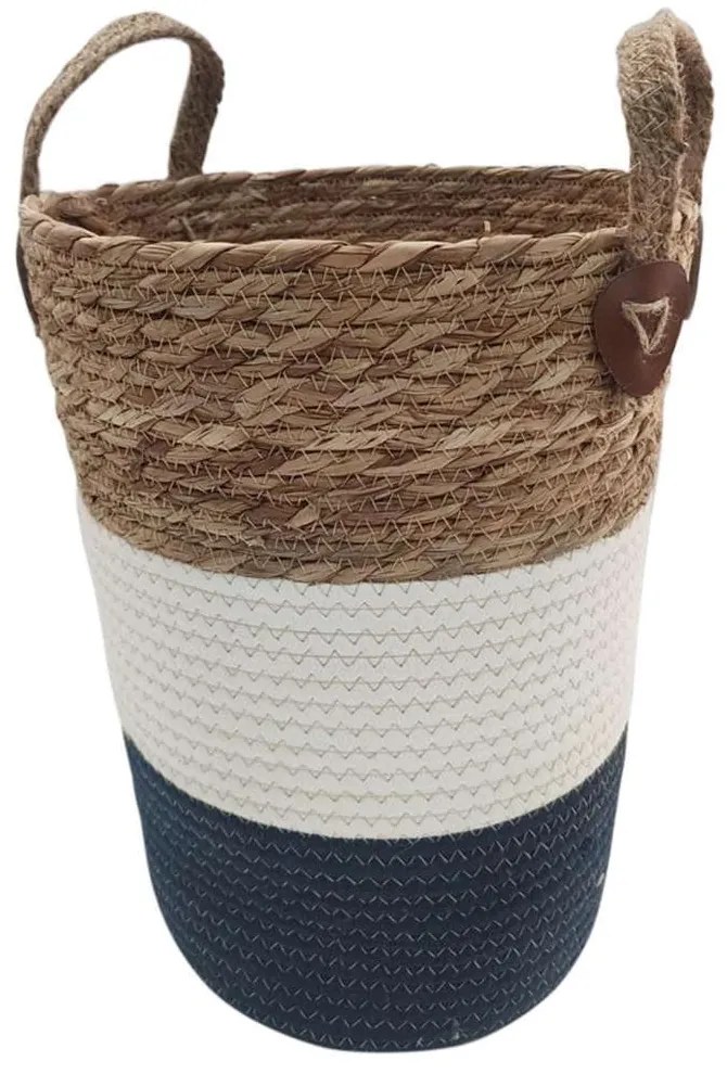 Καλάθι 00.06.61222 Φυσικό 24x35-45cm Ψάθινο White-Blue Ψάθα