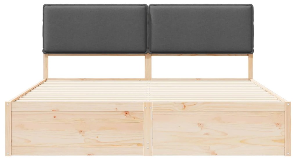 vidaXL Σκελετός Κρεβατιού με Επενδεδυμένο Κεφαλάρι Σκούρο Γκρι