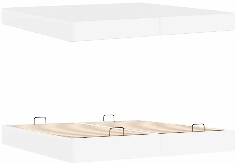 vidaXL Σκελετός κρεβατιού με στρώμα με στρώμα 2 pcs Λευκό PVC