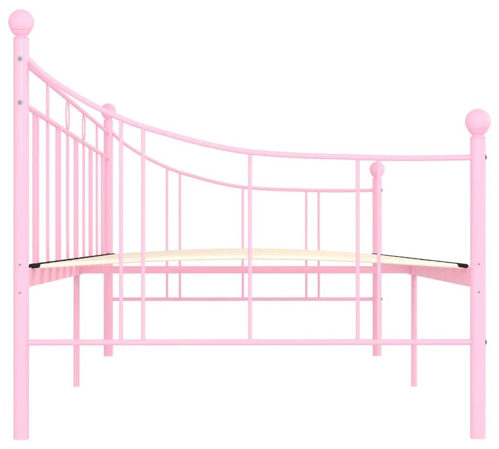 vidaXL Πλαίσιο για Καναπέ - Κρεβάτι Ροζ 90 x 200 εκ. Μεταλλικό