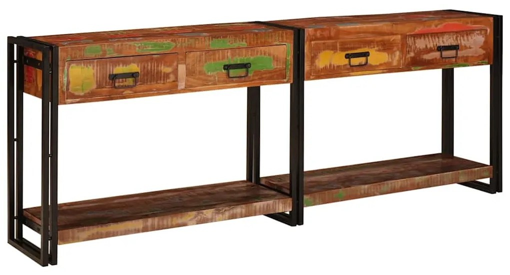 vidaXL Τραπέζι κονσόλας Άλλο 2 pcs Πολύχρωμο Μασίφ ανακυκλωμένο ξύλο