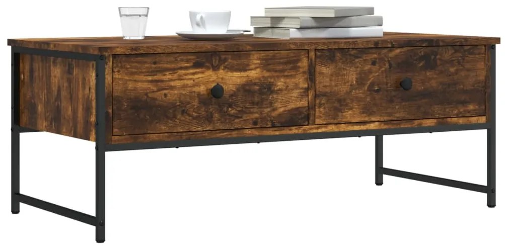 vidaXL Τραπεζάκι Σαλονιού Καπνιστή Δρυς 101x49x39,5 εκ. Επεξεργ. Ξύλο