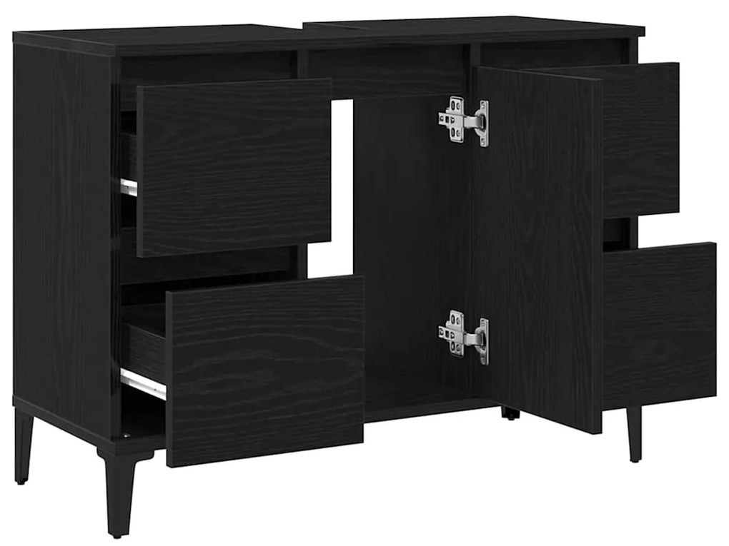 vidaXL Ντουλάπι νιπτήρα Μαύρη δρυς 80 x 33 x 60 εκ Επεξεργασμένο ξύλο